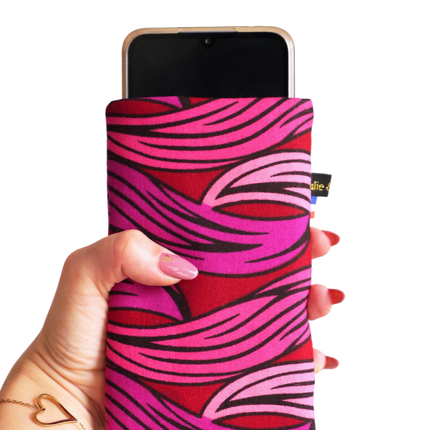 Sockenhülle alle Handys iPhone 15 Pro/15 Pro Max, Samsung S24/S24+ Größe nach Wahl Wax Waves pink rot lila
