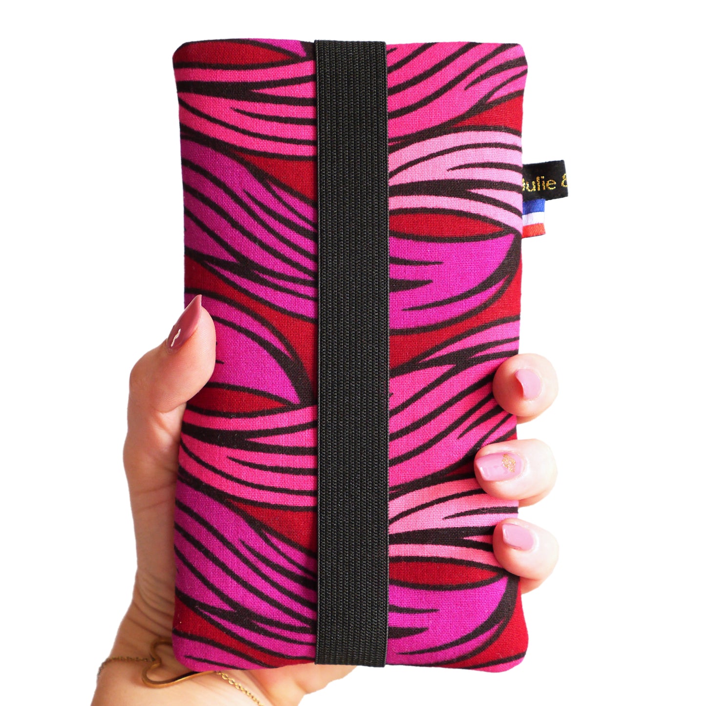 Sockenhülle alle Handys iPhone 15 Pro/15 Pro Max, Samsung S24/S24+ Größe nach Wahl Wax Waves pink rot lila
