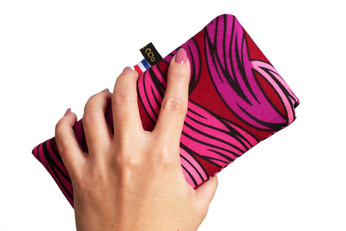 Housse rabat tous téléphones iPhone 15 Pro/15 Pro Max, Samsung S24/S24+ taille au choix wax vagues rose rouge violet