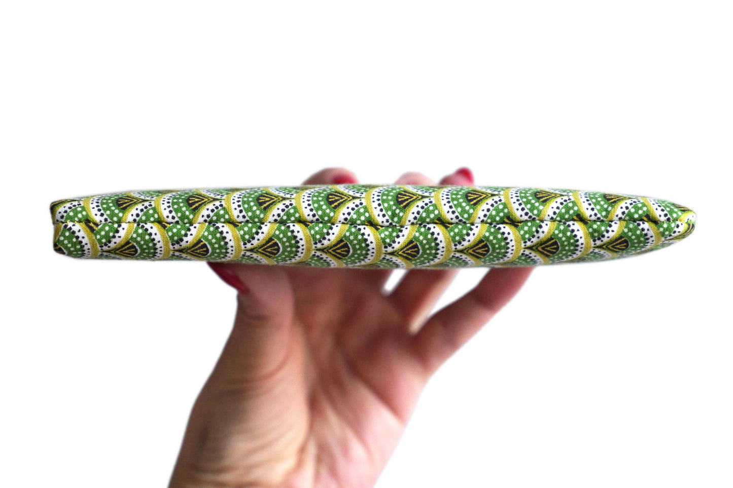 Housse chaussette tous téléphones tissu graphique éventails japonais vert élastique or iPhone, Samsung…