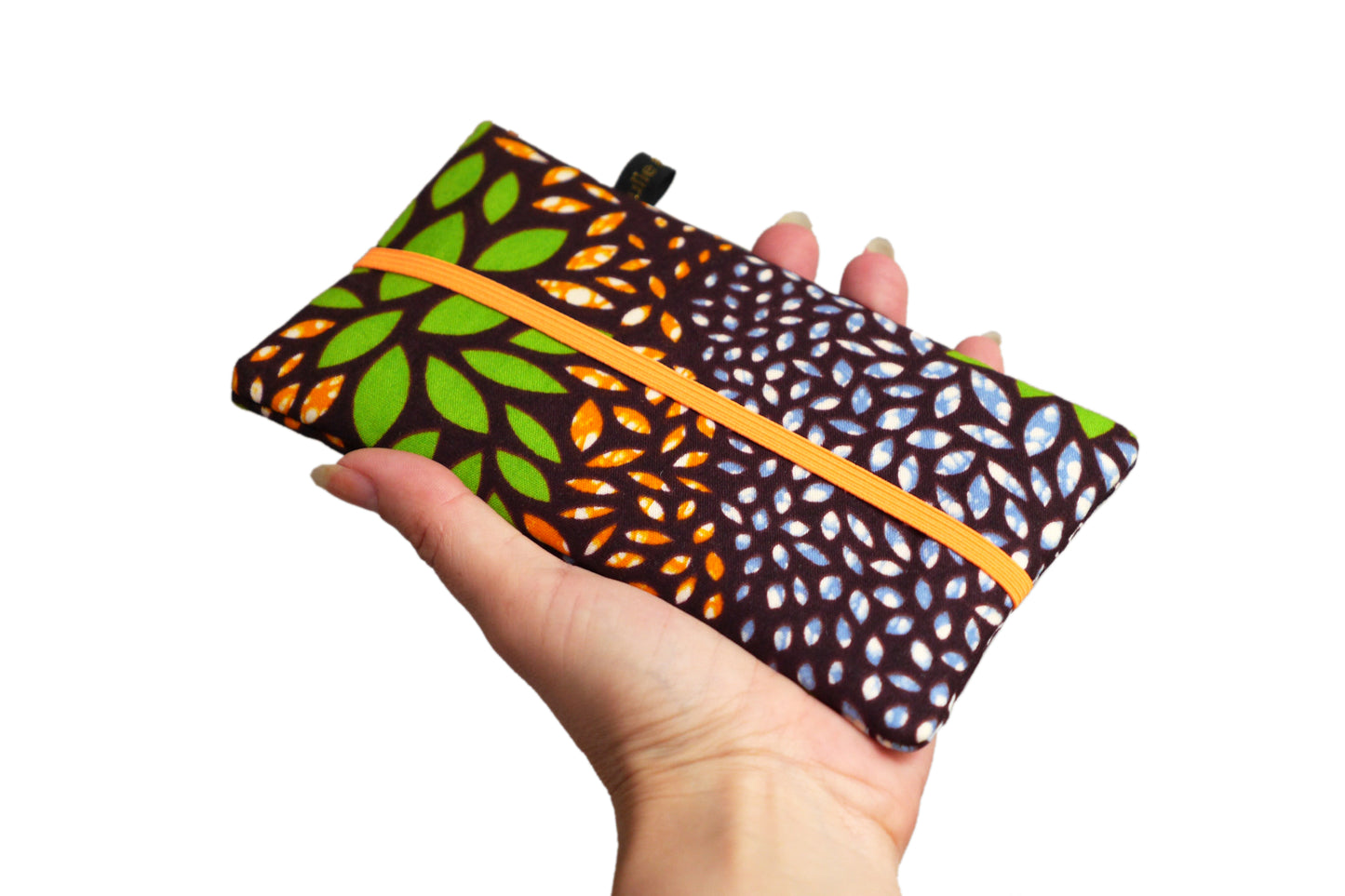 Étui portable wax housse smartphone iphone pochette tissu africain grains de riz orange vert marron original tous téléphones