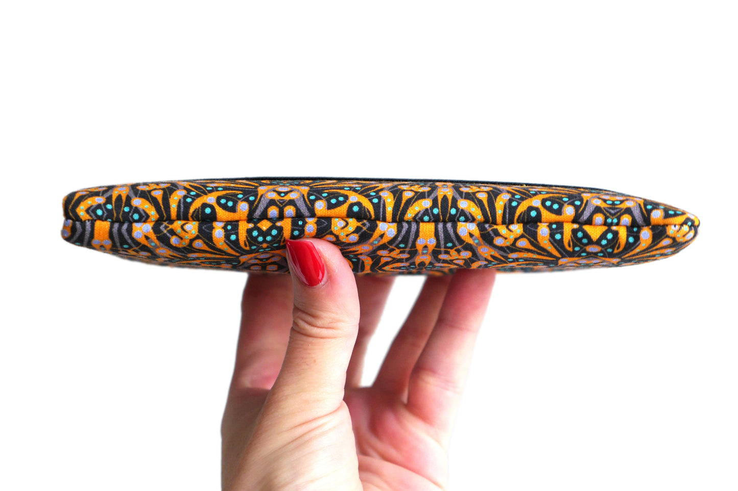 Housse universelle téléphone portable tissu motifs ethnique graphique jaune bleu noir fermeture élastique taille au choix