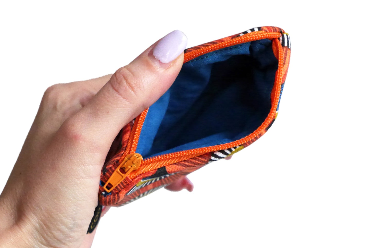 Mini porte-monnaie en tissu coloré éventails zip orange