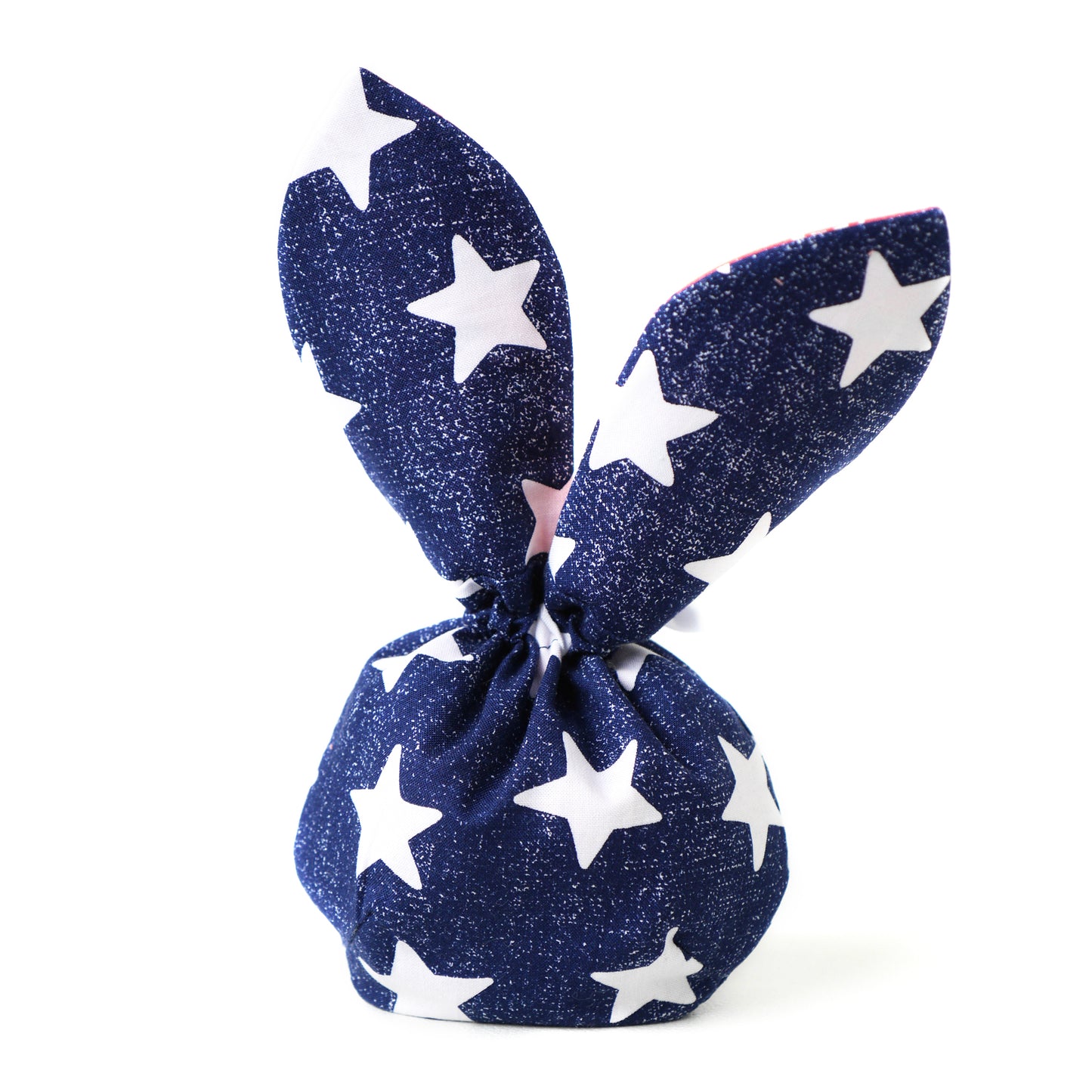 Pochon lapin sac enfant Pâques tissu bleu marine rouge corail étoiles et ancres marines gourmandises chocolat