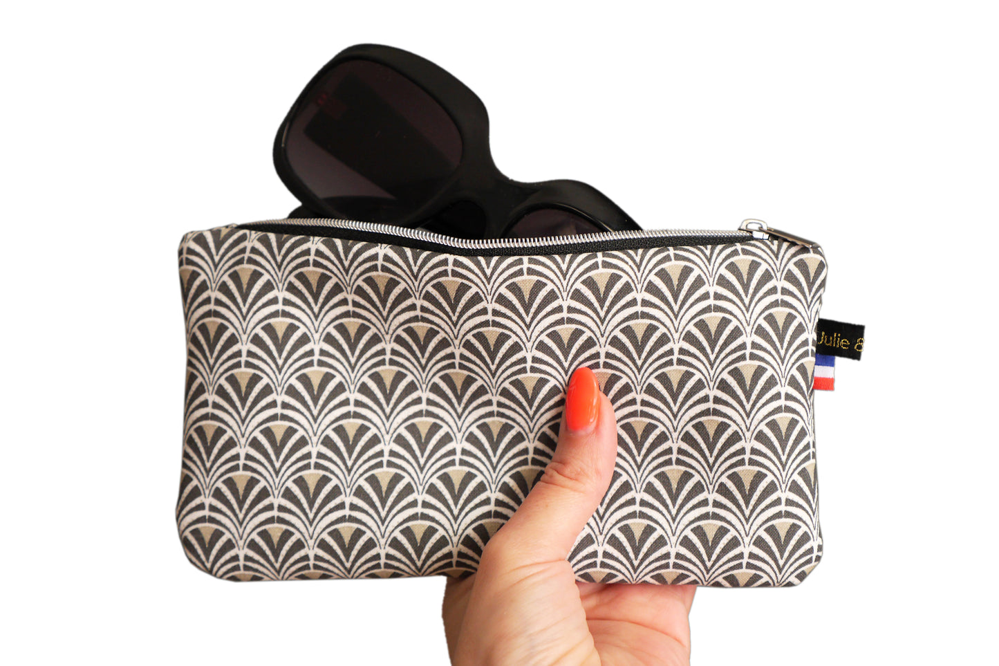 Zipped case glasses case black and white graphic fabric