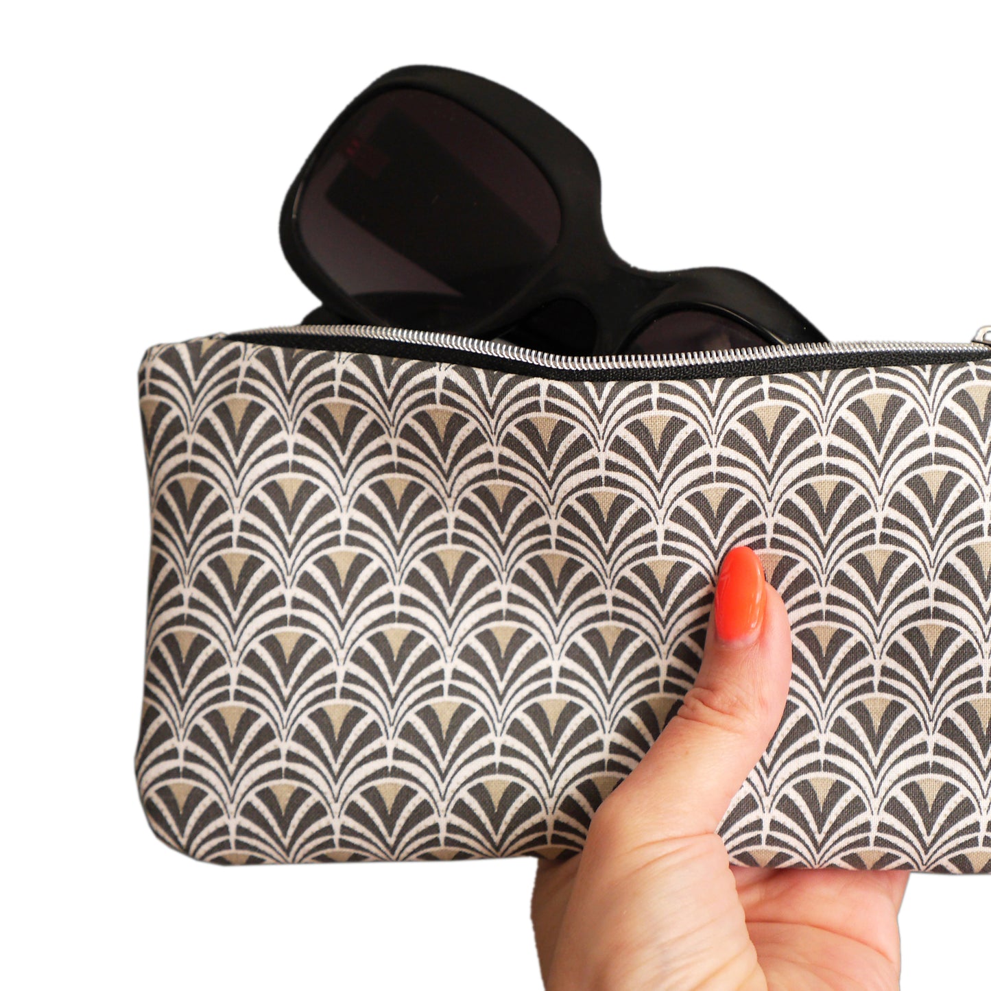 Zipped case glasses case black and white graphic fabric