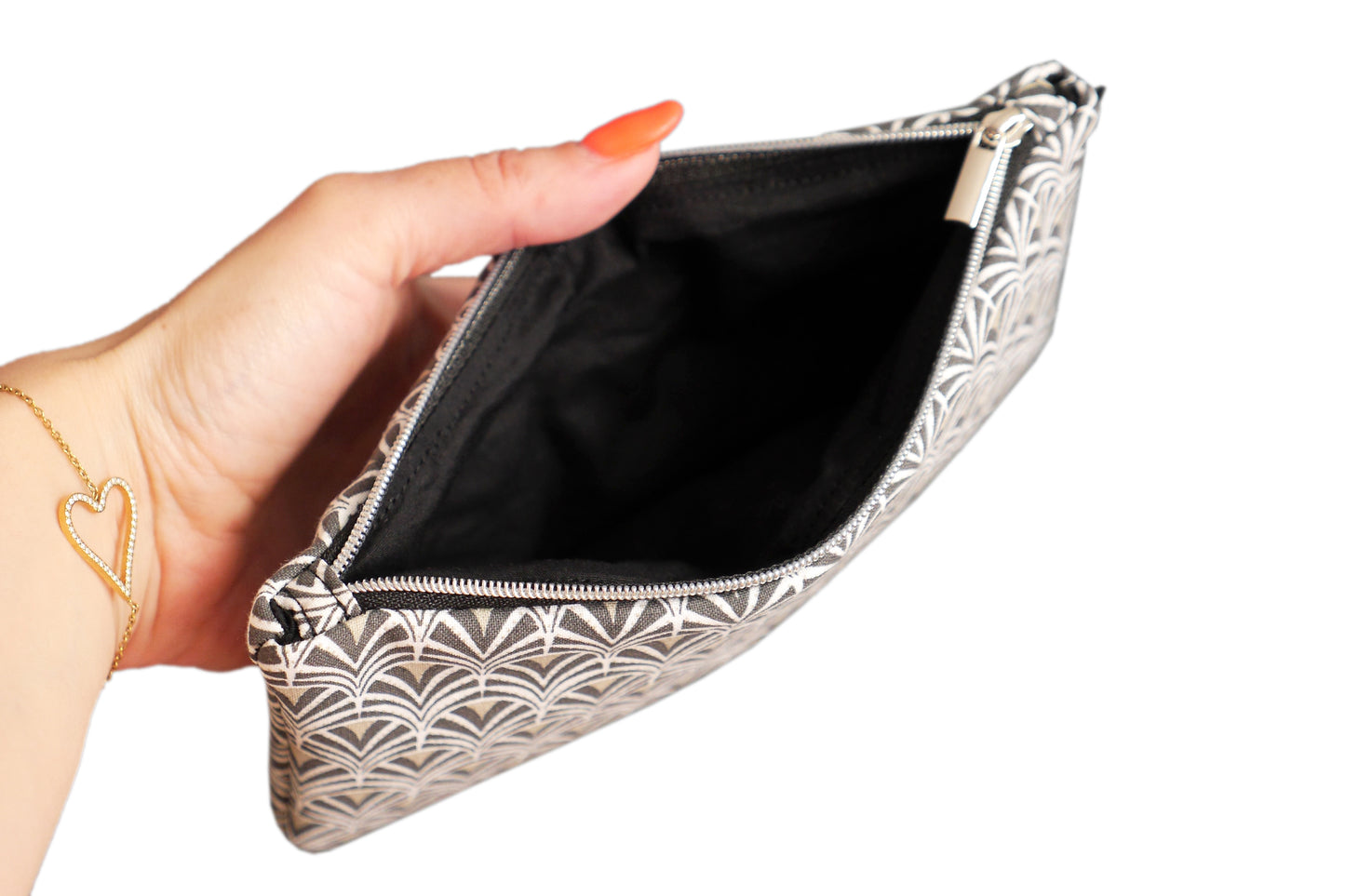 Zipped case glasses case black and white graphic fabric