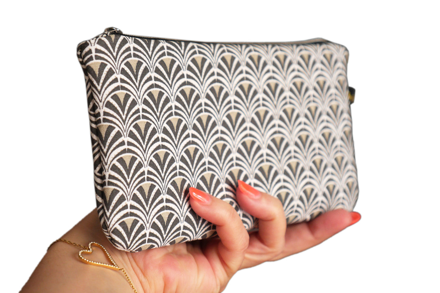 Zipped case glasses case black and white graphic fabric