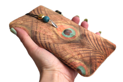 Sock cover for all phones, scales, feathers, dotted, kiwi green, size of your choice, golden elastic mobile phone case