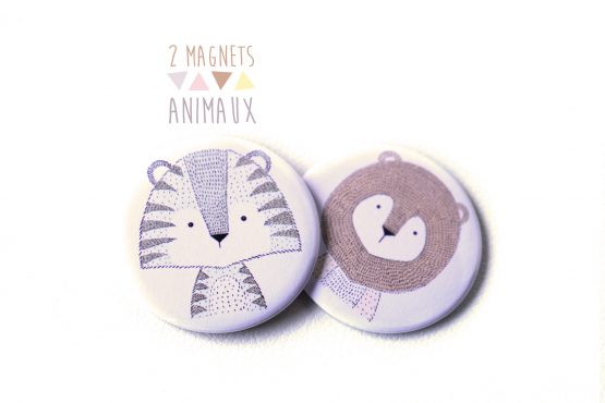 Magnets animaux sauvage tigre et lion - Julie & COo