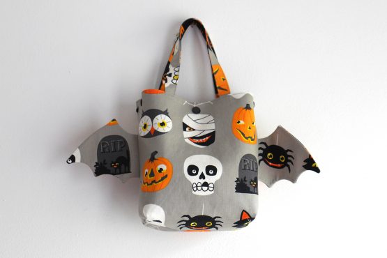 Halloween sac friandises monstres ailes de chauve-souris panier enfant chat orange - Julie & COo
