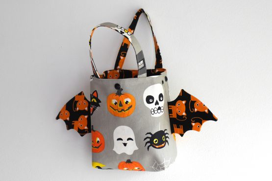 Halloween sac friandises monstres ailes de chauve-souris panier enfant chat orange - Julie & COo