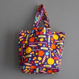 Sac à bonbons Halloween panier friandises tissu multicolore sac enfant fête coloré chauve-souris - Julie & COo