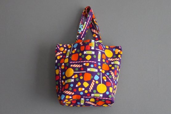 Sac à bonbons Halloween panier friandises tissu multicolore sac enfant fête coloré chauve-souris - Julie & COo