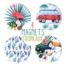 Magnets frigo aimant tropical exotique décoration cuisine flamant rose toucan cactus van collection vacances - Julie & COo
