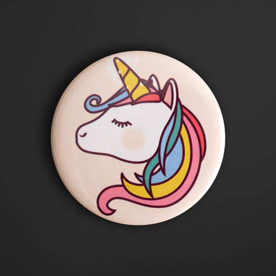 Magnet licorne tête cheval féérique kawaii fille décoration chambre enfant aimant frigo rond 56 mm original unicorn - Julie & COo