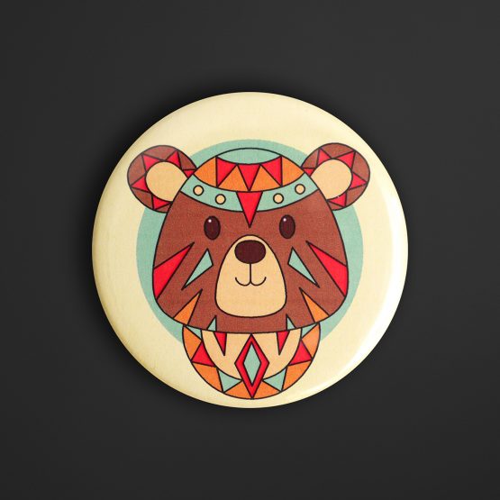 Magnets animaux tribals ours coloré amusant décoration chambre enfant aimant frigo rond ethnique original - Julie & COo