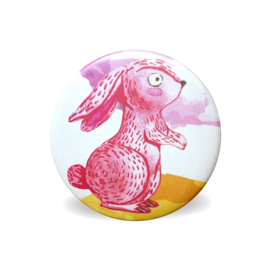 Magnet lapin rose aquarelle coloré rond aimant frigo cuisine decoration 56 mm cadeau mignon enfant - Julie & COo