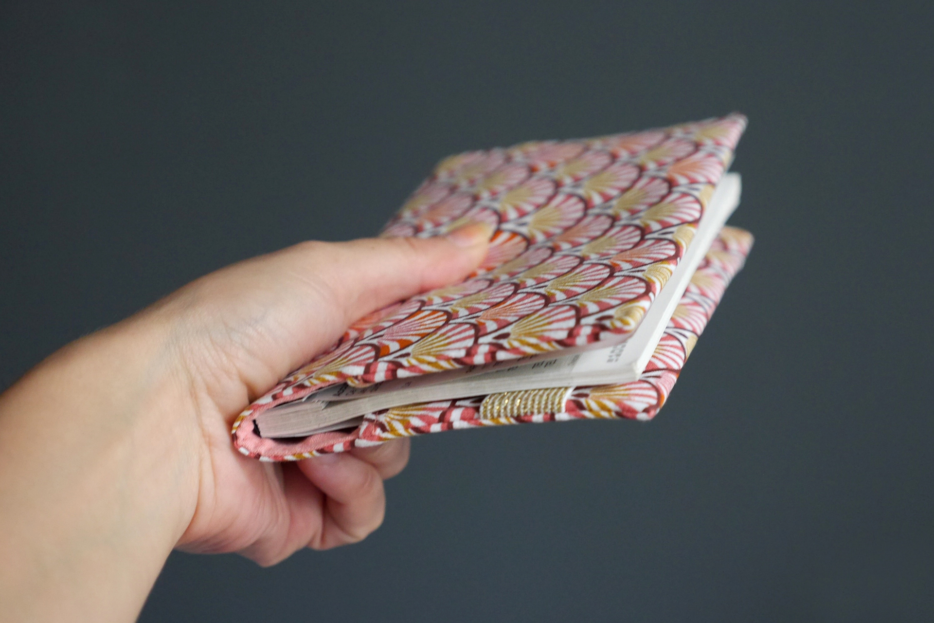 Porte chéquier tissu japonais libellules, protège chéquier talon