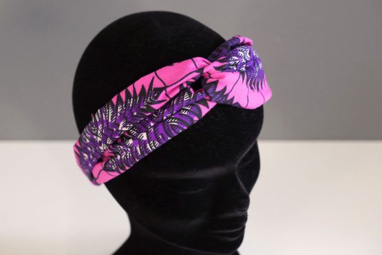 Headband bandeau élastique tissu wax fluide violet et rose fuchsia femme accessoire mode cheveux coiffure cadeau original fait main - Julie & COo