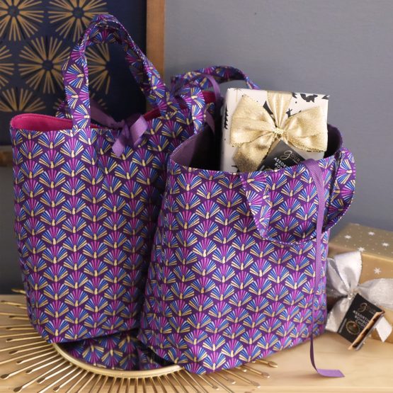 Mini tote bag tissu fait main panier cadeau à offrir à personnaliser à garnir Noël - Julie & COo